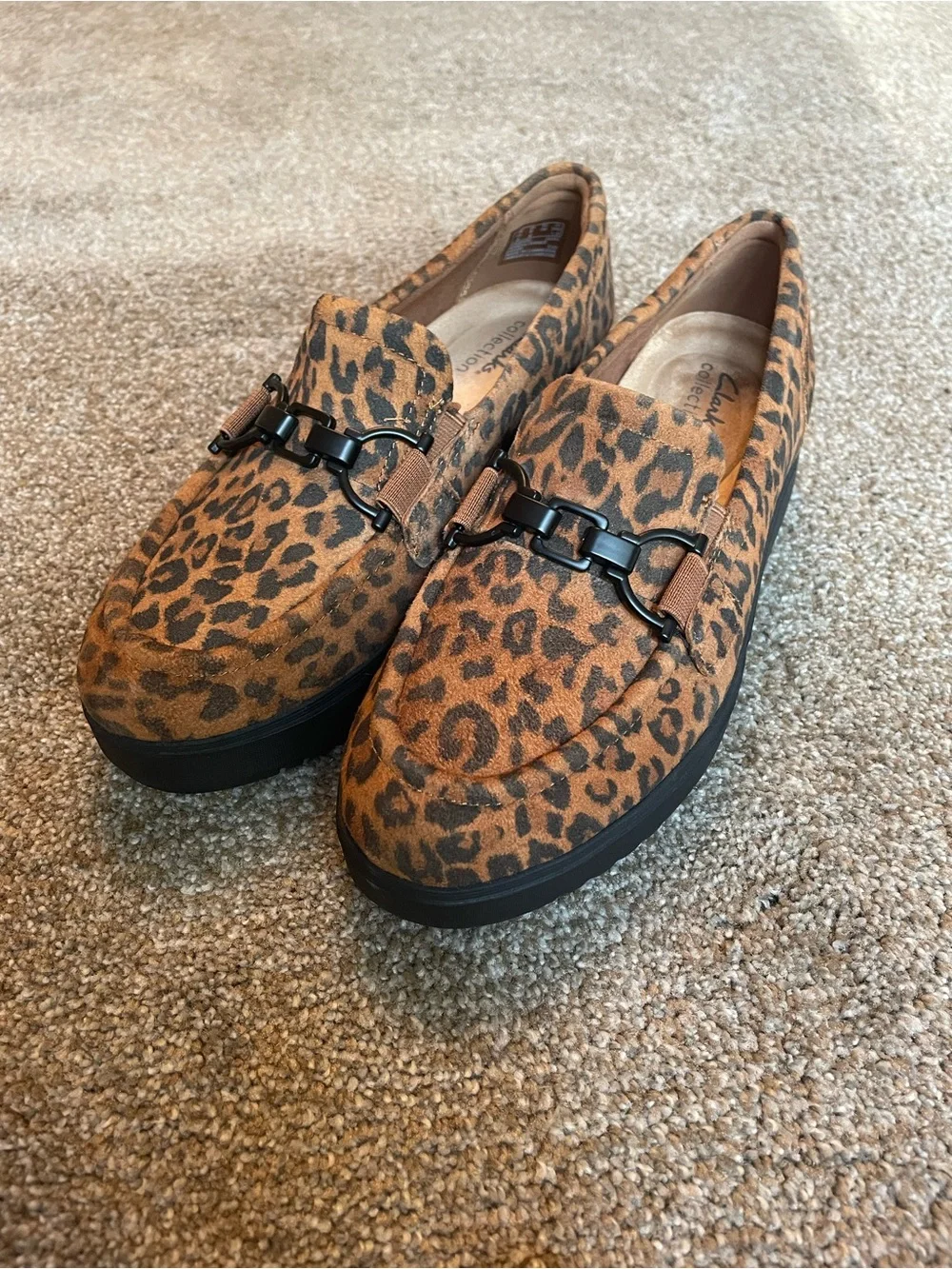 Clark’s Collection Zylah Erin Leopard Print Platform Loafers - Slip-Ons Size 8